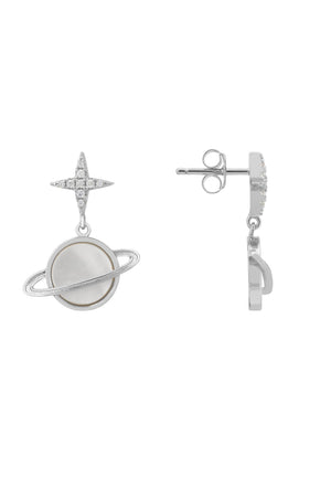 Galaxy Mother of Pearl Drop Earring Silver