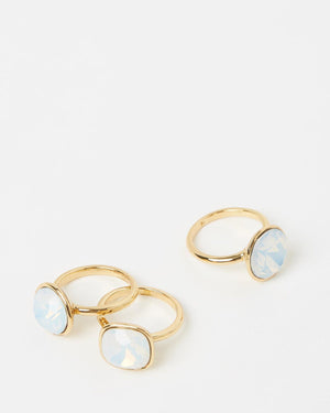 Izoa Triple Trouble Set of Three Ring Gold Opal
