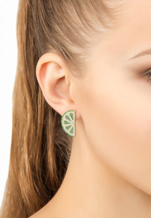 Lime Fruit Large Stud Earrings Gold
