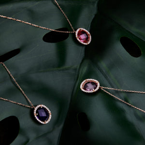 Beatrice Oval Gemstone Pendant Necklace Gold Rose Quartz