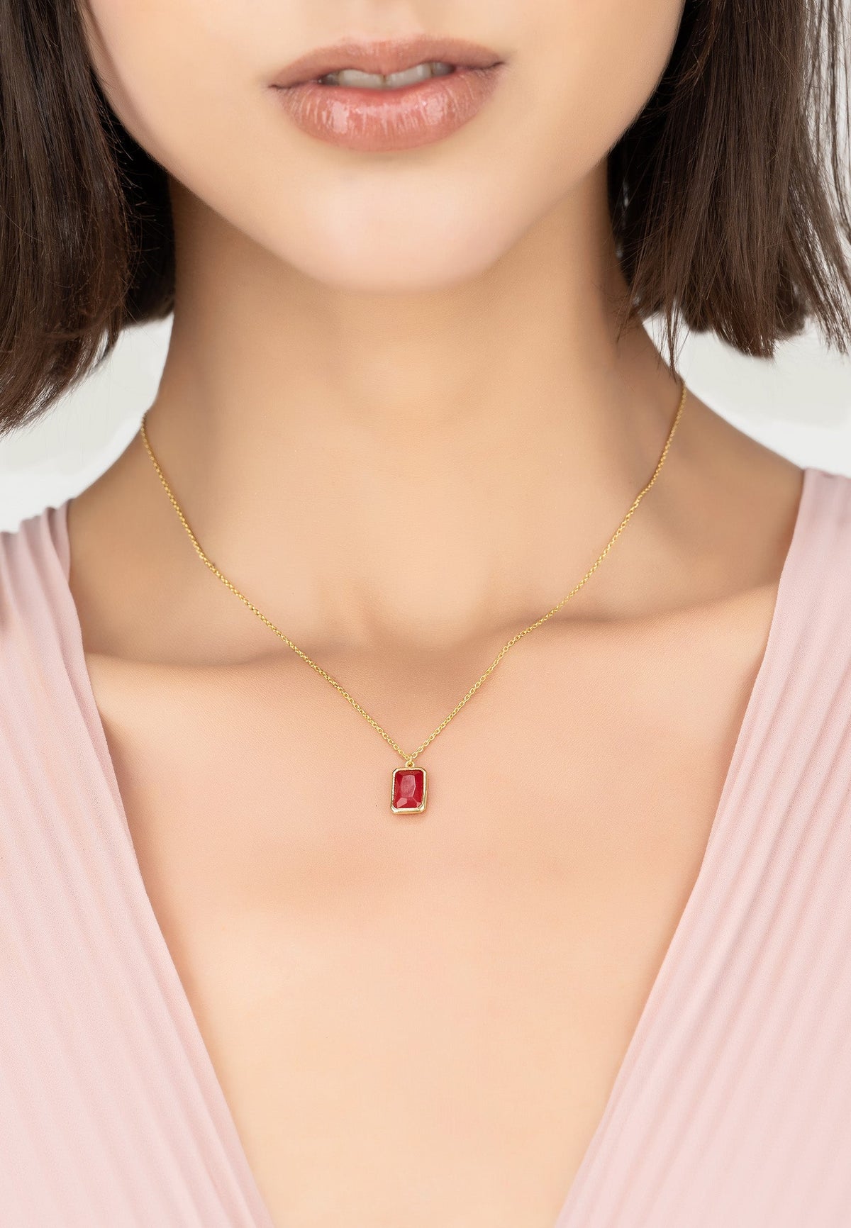 Portofino Necklace Gold Garnet