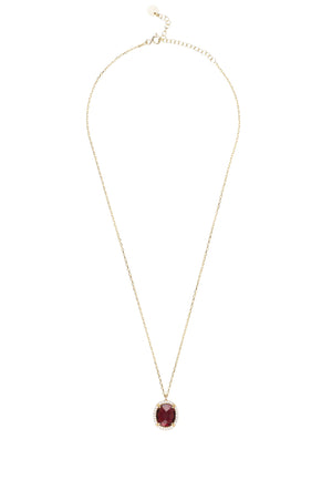 Beatrice Oval Gemstone Pendant Necklace Gold Garnet