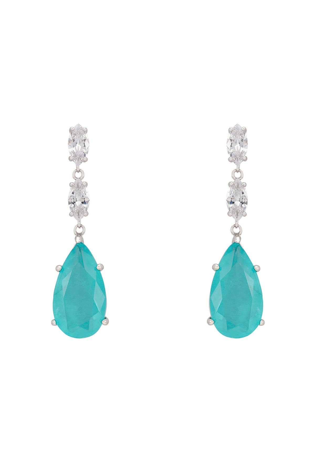 Grace Teardrop Gemstone Earrings Silver Paraiba Tourmaline