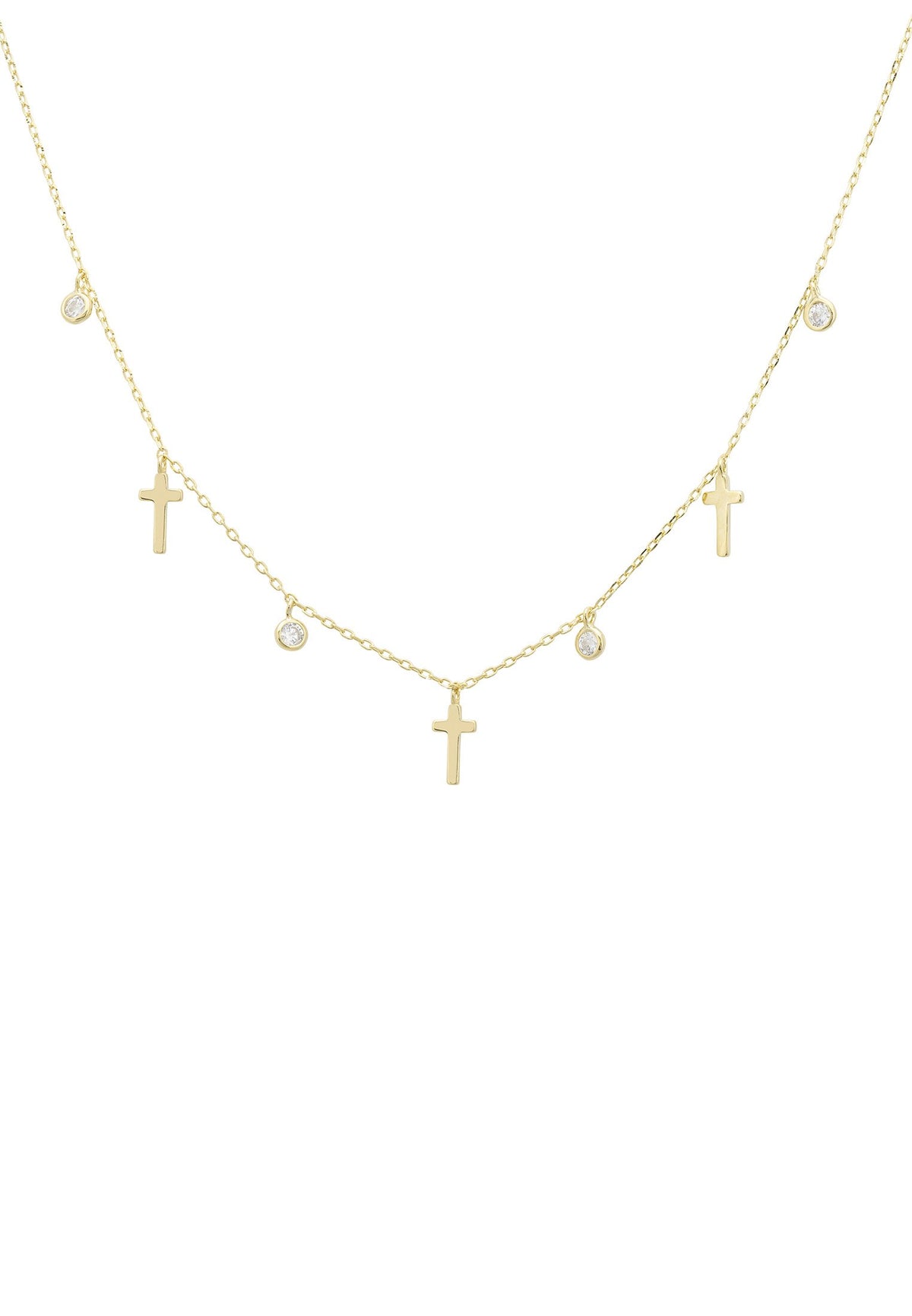 Crosses &amp; Sparkles Choker Necklace Gold
