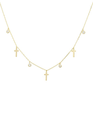Crosses & Sparkles Choker Necklace Gold