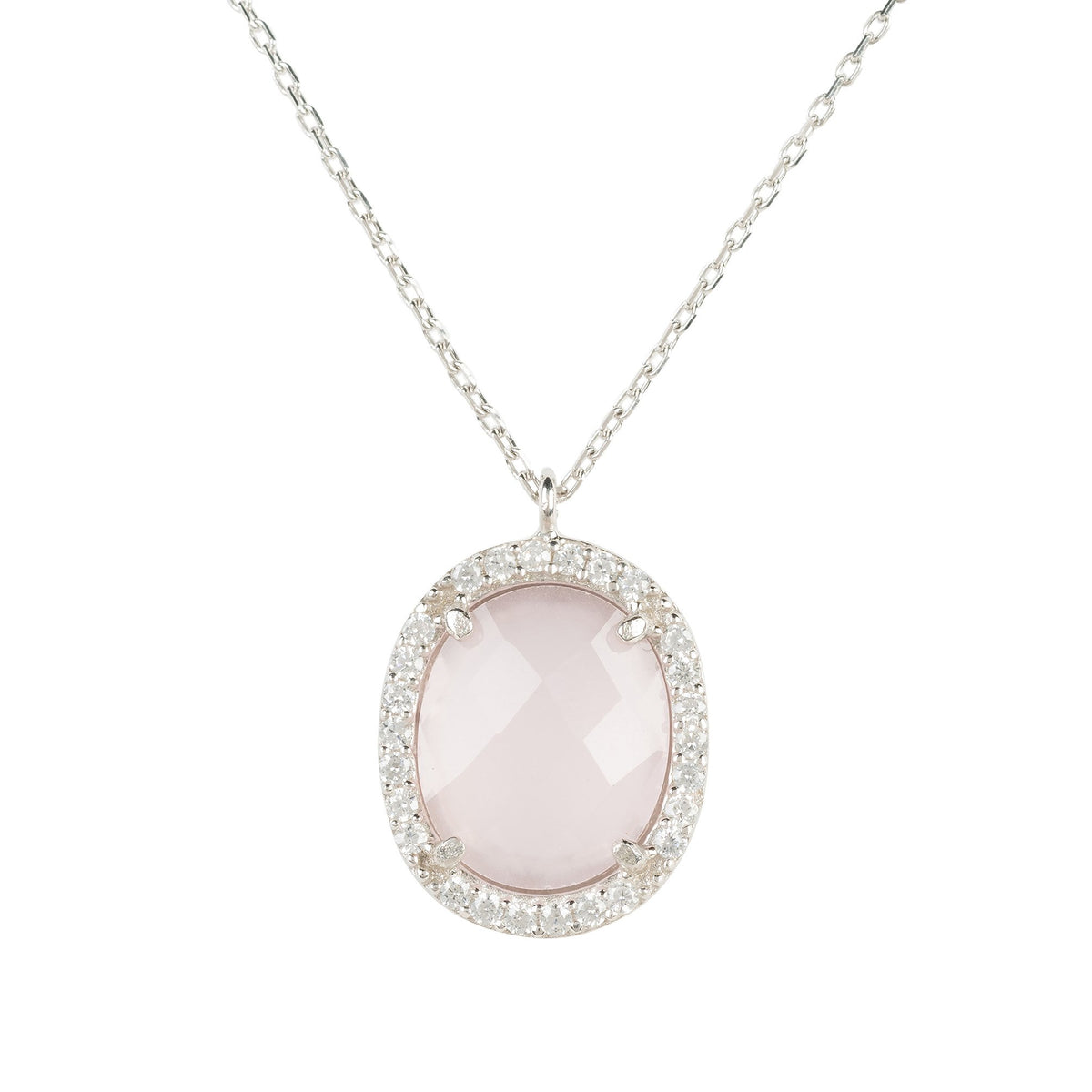 Beatrice Necklace Silver Rose Quartz