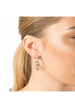 Pearl Laurel Hoop Earrings Silver
