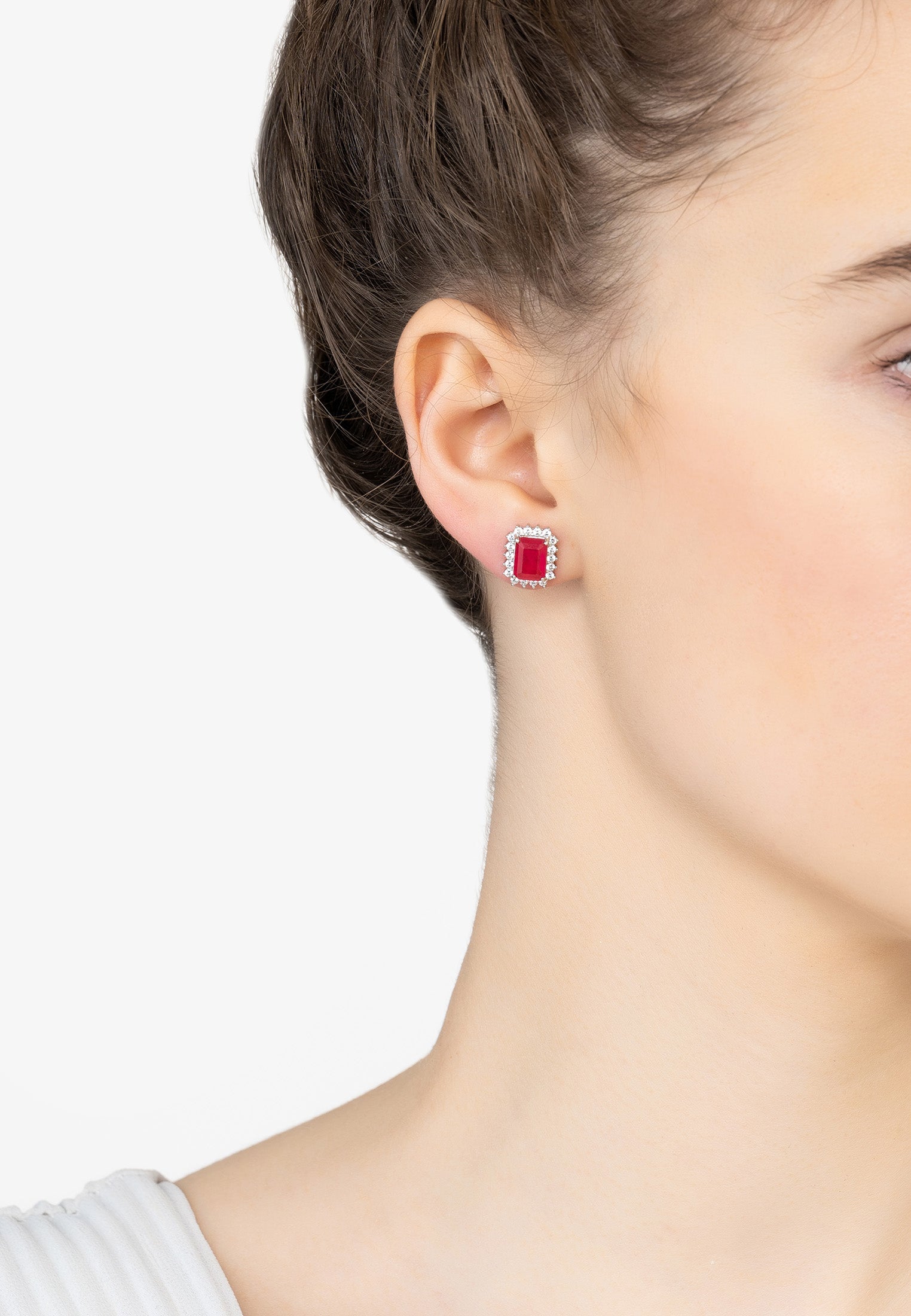 Elena Gemstone Stud Earrings Pink Tourmaline Silver