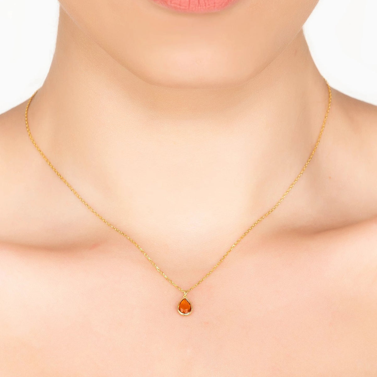 Pisa Mini Teardrop Necklace Gold Citrine