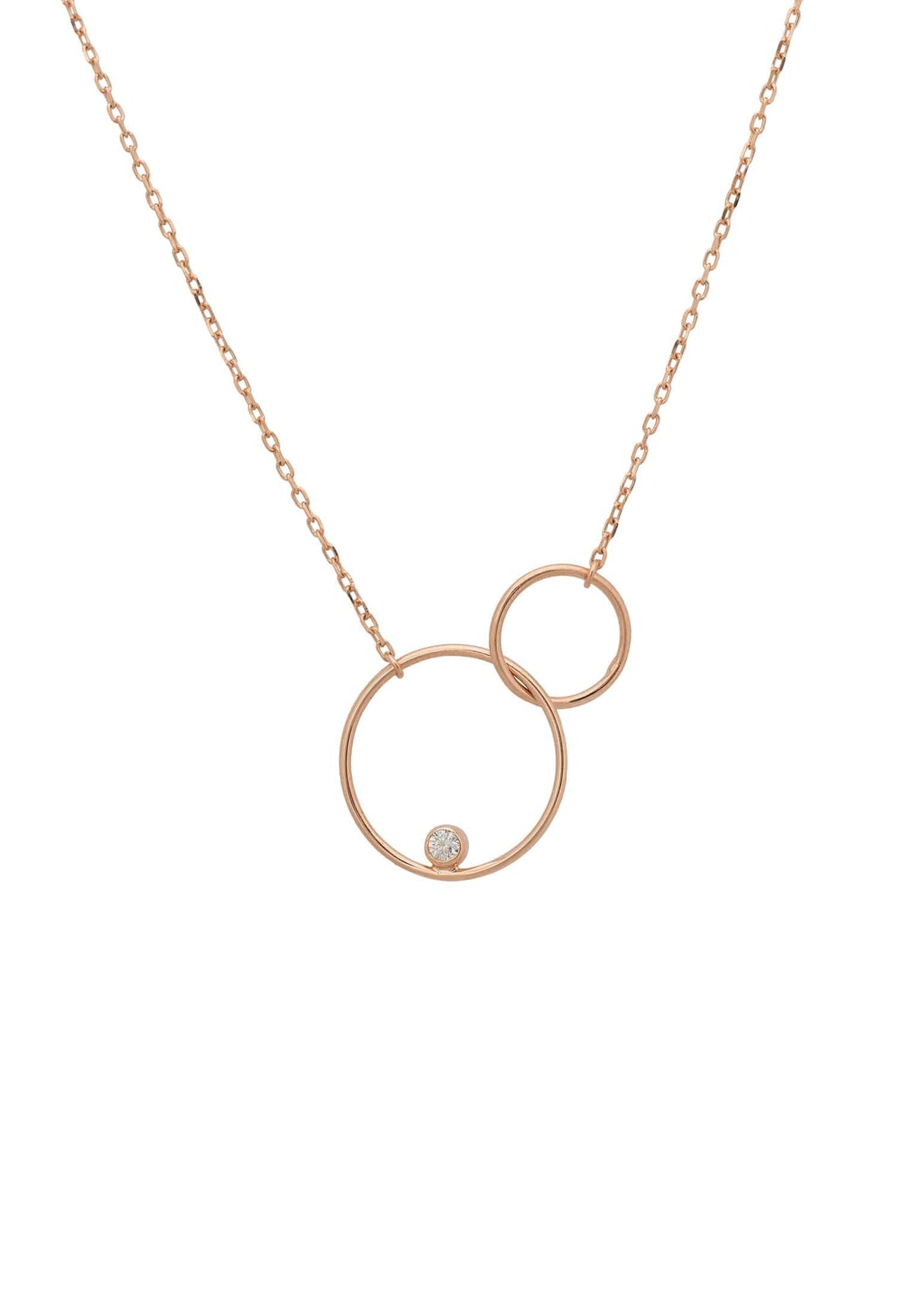 Linked Halo Circle Necklace Rosegold