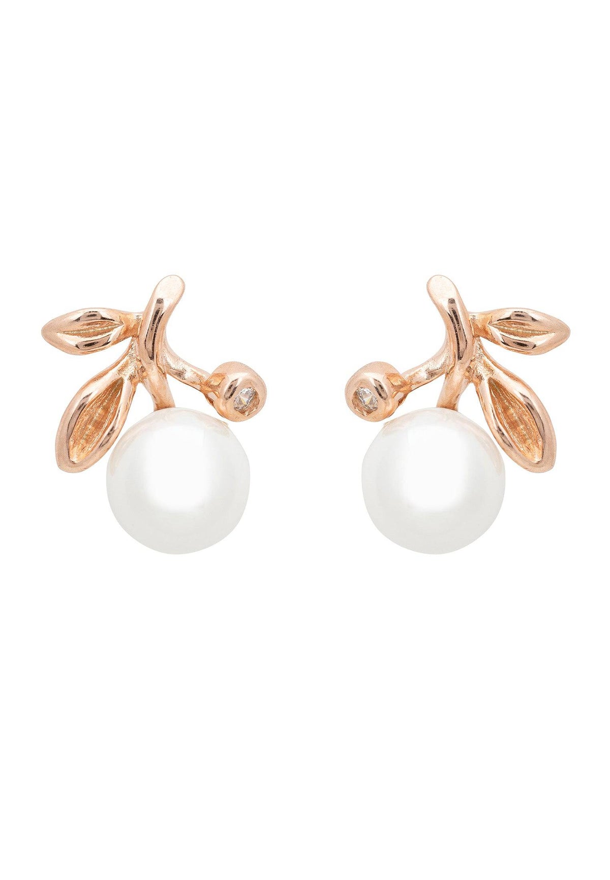 Rosebud Pearl Stud Earring Rosegold