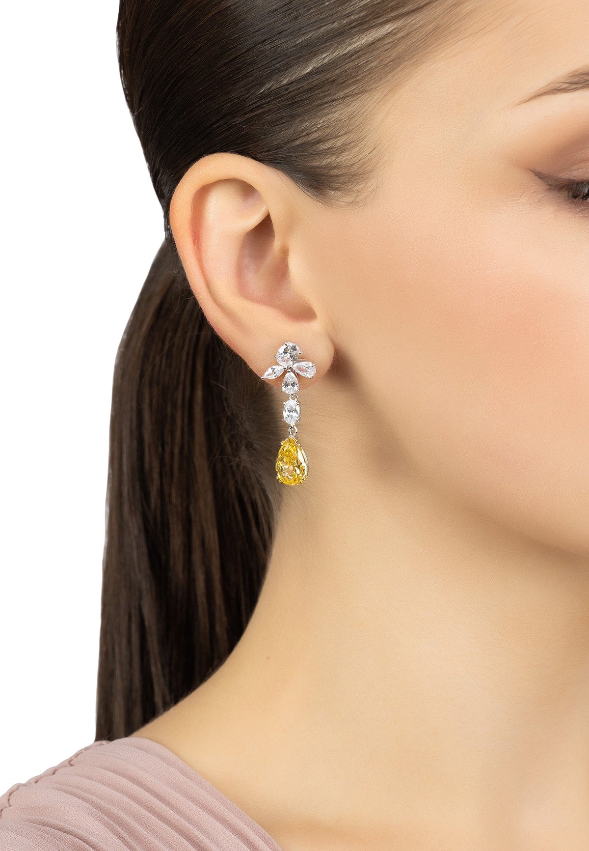Isabella Drop Earrings Silver Citrine