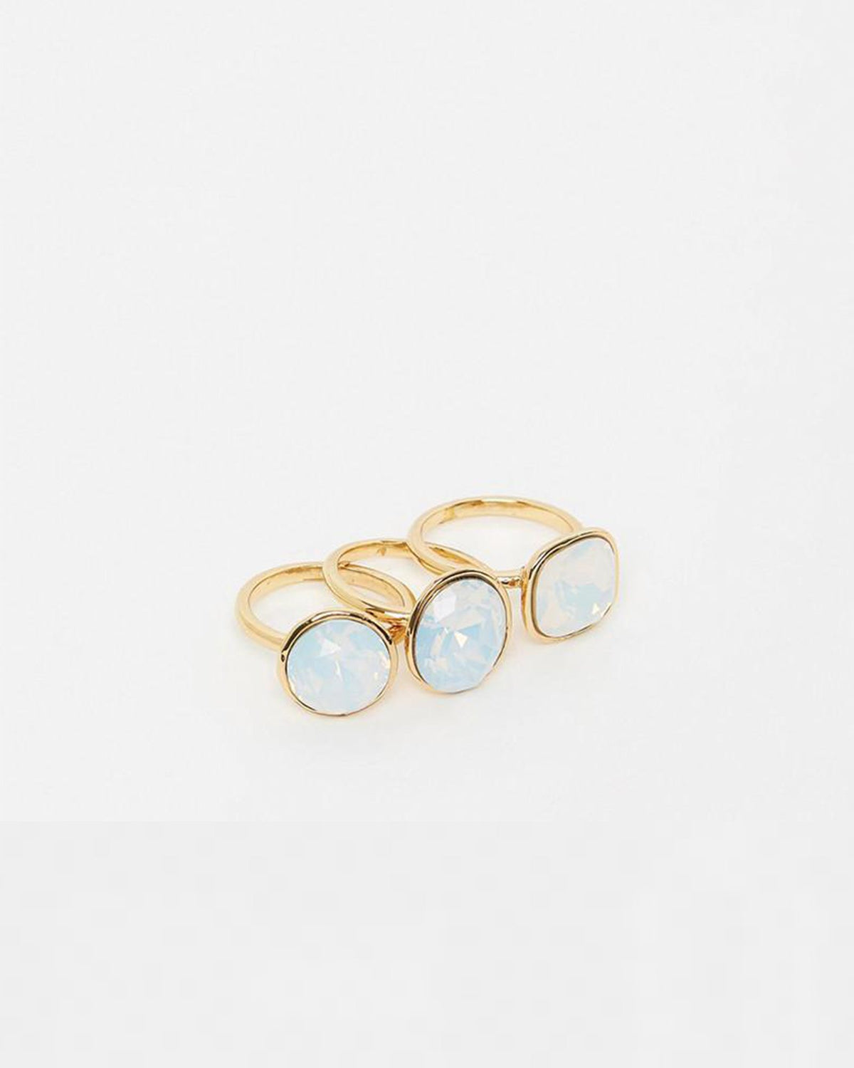 Izoa Triple Trouble Set of Three Ring Gold Opal
