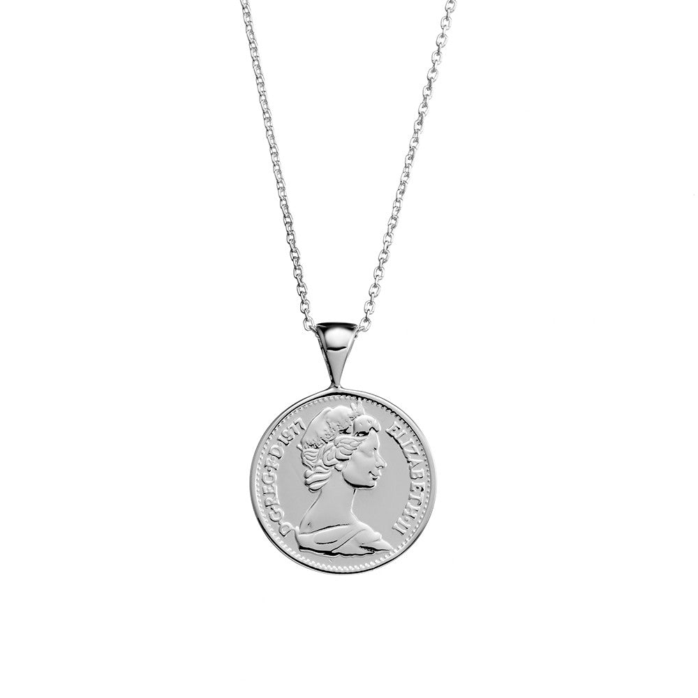Sterling silver necklace with coin pendant N362