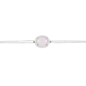 Beatrice Oval Gemstone Bracelet Silver Rose Quartz