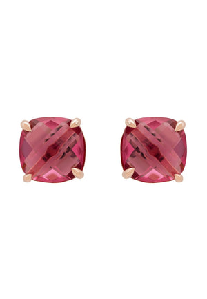 Empress Gemstone Stud Earrings Rosegold Pink Tourmaline
