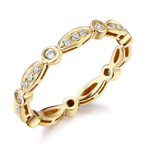 14K Yellow Gold Wedding Band Ring 0.3 Ct Natural Diamonds Art Deco Vintage Style MKR7072