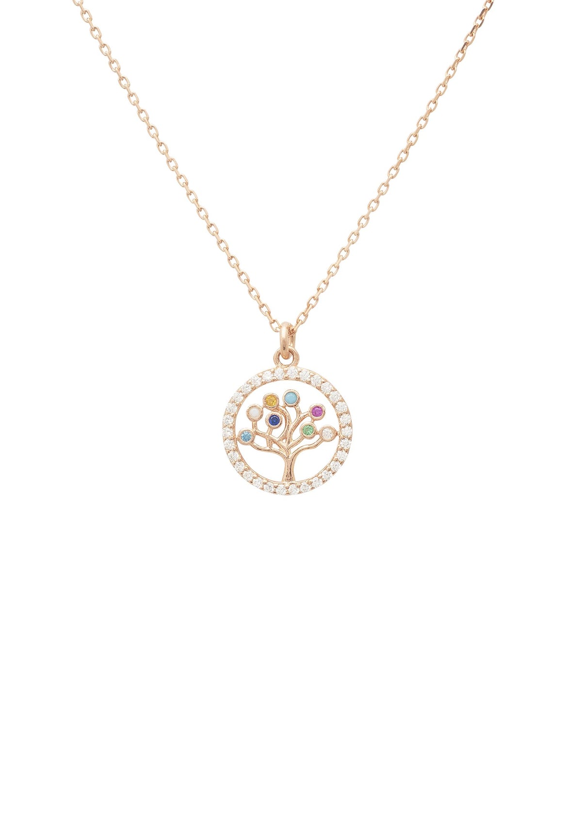 Tree of Life Chakra Pendant Necklace Rosegold