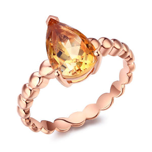 14K Rose Gold Citrine Pear Ladies Ring MKR7041