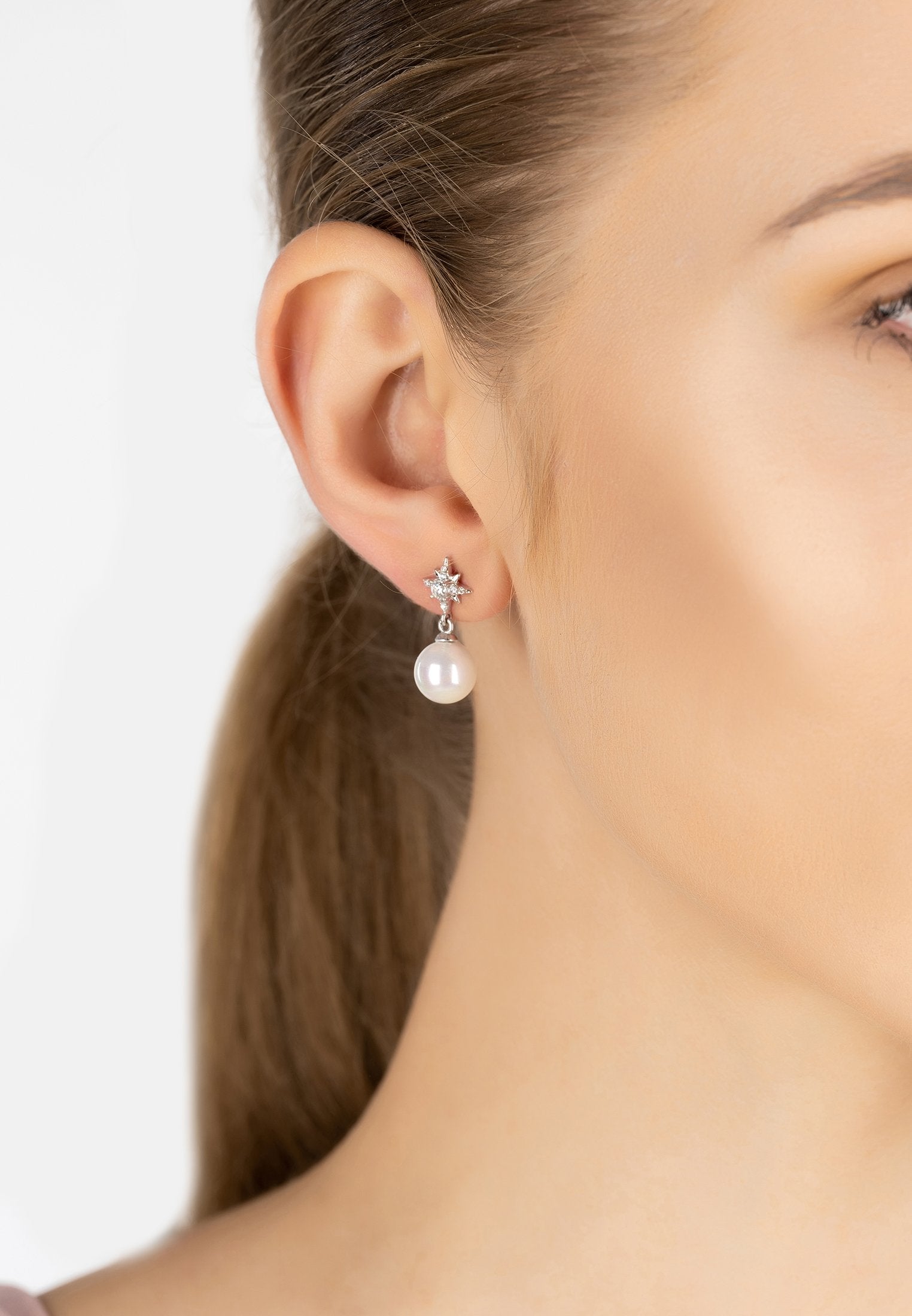 Polaris North Star Pearl Earring Silver