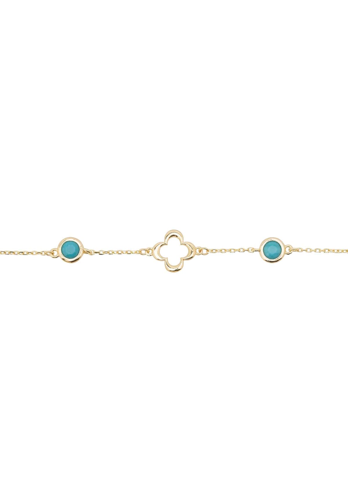 Open Clover Gemstone Bracelet Gold Turquoise