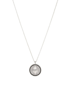 Reversible Moral Compass Starburst Pendant Necklace Silver