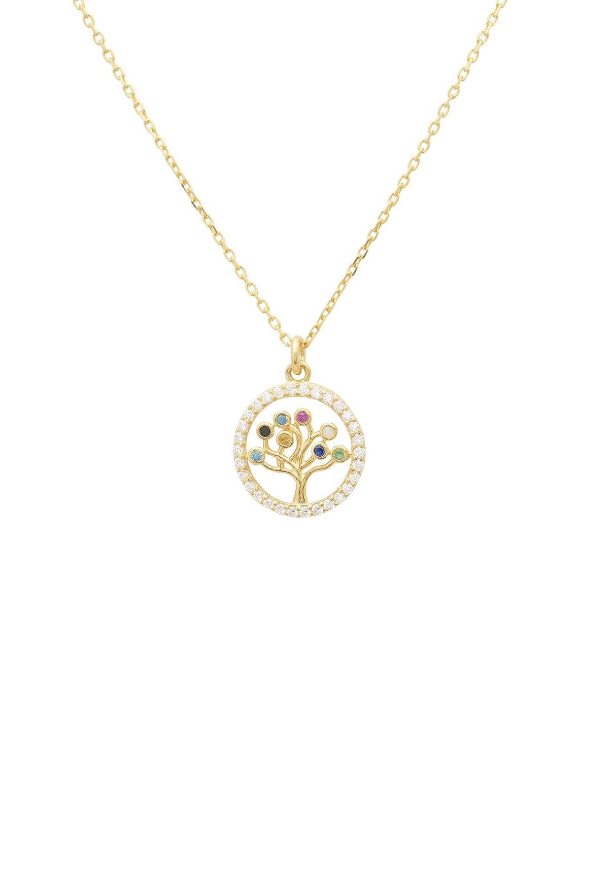 Tree of Life Chakra Pendant Necklace Gold