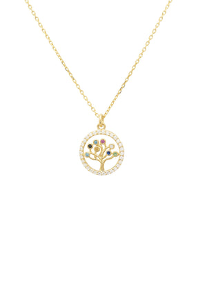 Tree of Life Chakra Pendant Necklace Gold