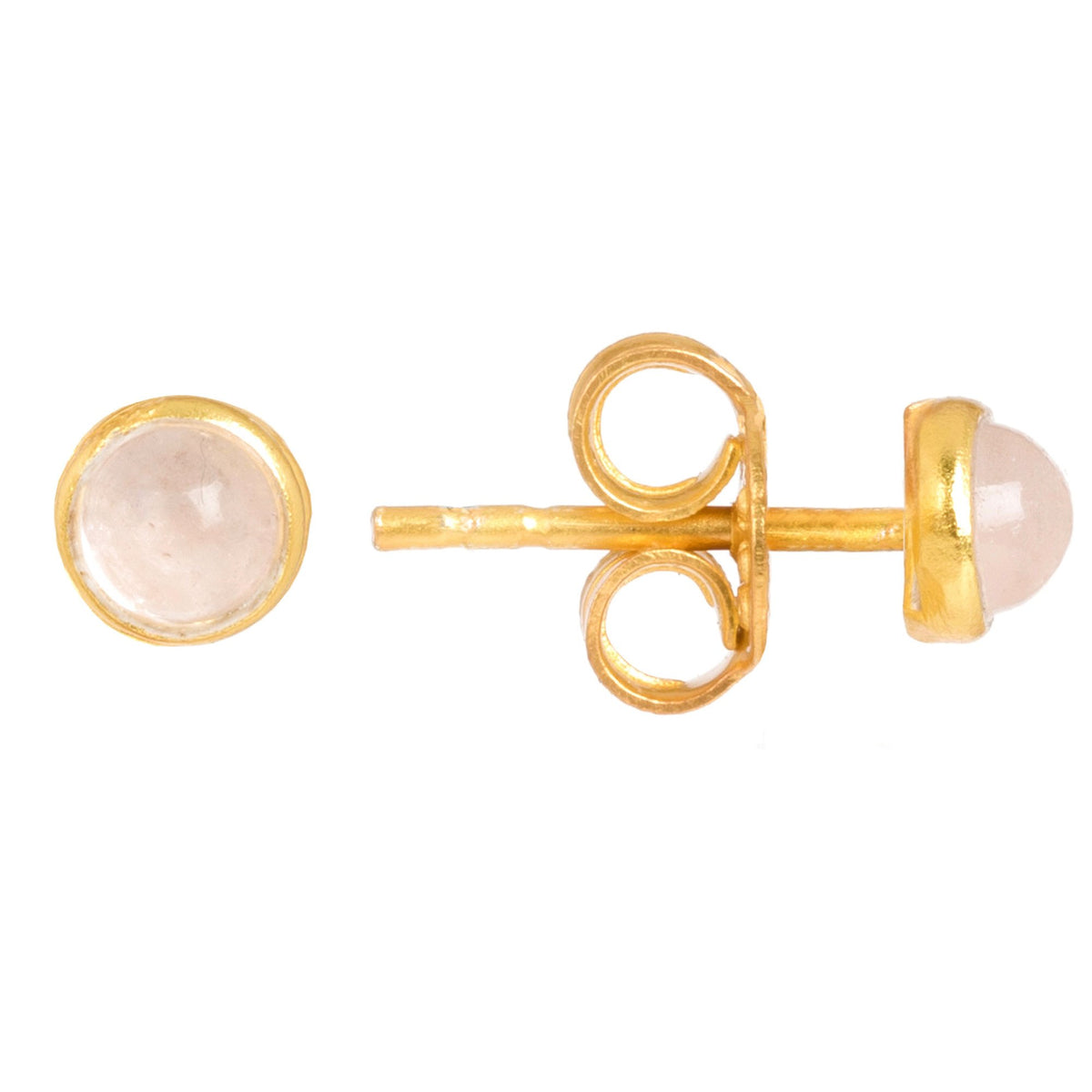 Petite Stud Earring Gold Rose Quartz
