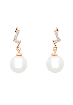 Lightning Flash Pearl Drop Earring Rosegold