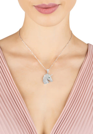 Unicorn Sparkling Pendant Necklace Silver