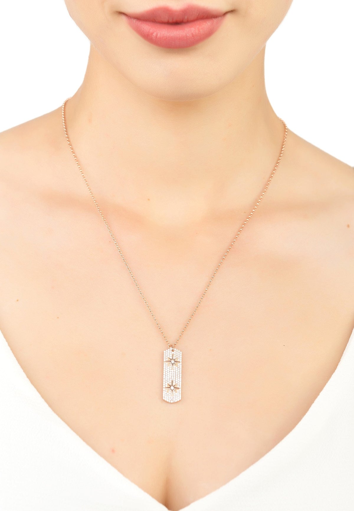 Cartouche Starburst Necklace  Rosegold