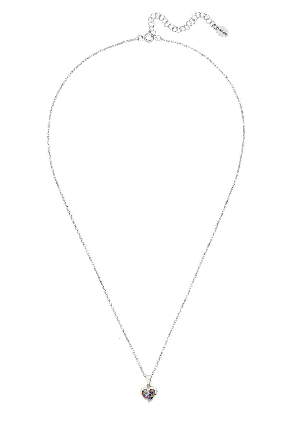 True Love Multicoloured Heart Necklace Silver