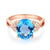 14K Rose Gold Swiss Blue Topaz Diamond Ring MKR7003