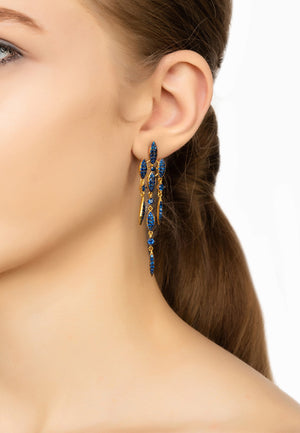 Valencia Statement Drop Earring Sapphire Blue CZ Gold