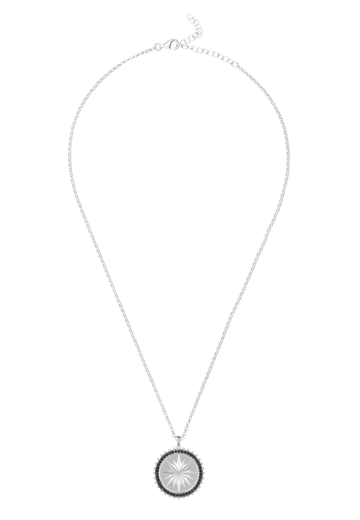 Reversible Moral Compass Starburst Pendant Necklace Silver