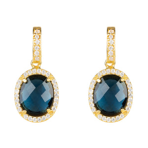 Beatrice Oval Gemstone Drop Earrings Gold Sapphire Hydro