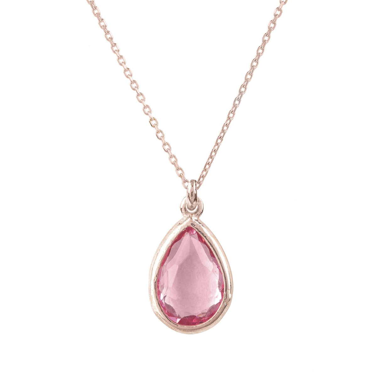 Pisa Mini Teardrop Necklace Rosegold Pink Tourmaline
