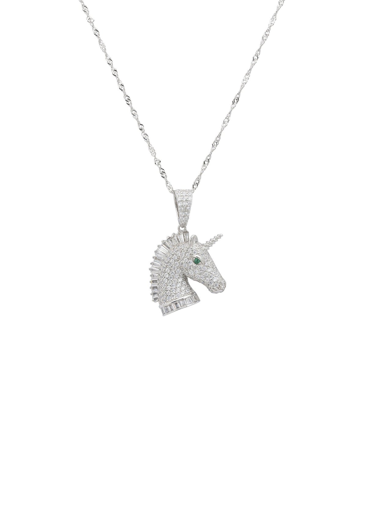 Unicorn Sparkling Pendant Necklace Silver