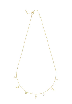 Crosses & Sparkles Choker Necklace Gold