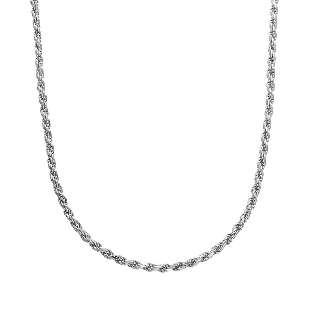 Sterling silver diamond cut rope chain 60cm
