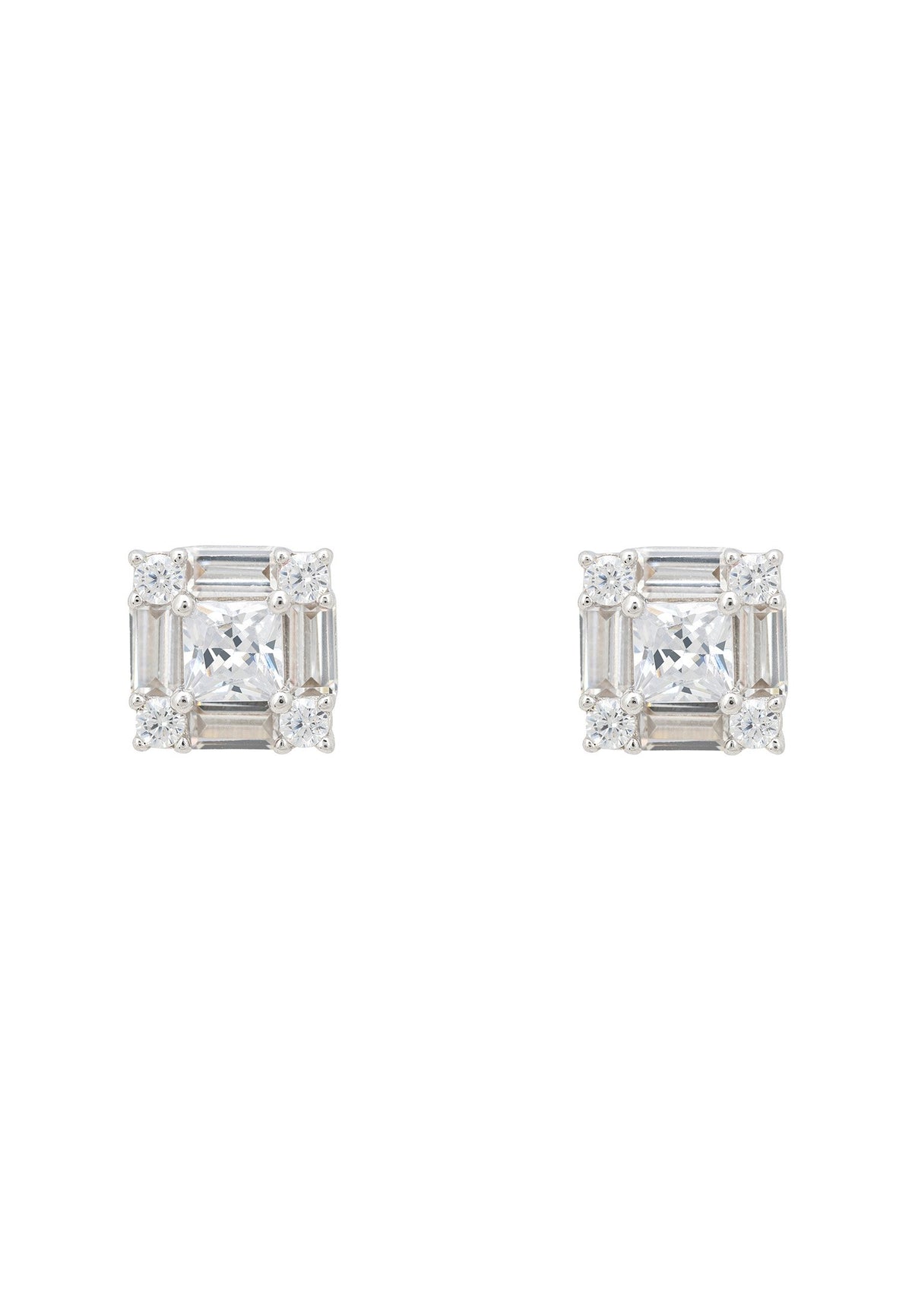 Cushion Cut Solitaire Earring Silver