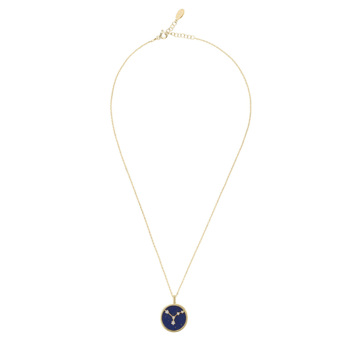 Zodiac Lapis Lazuli Gemstone Star Constellation Pendant Necklace Gold Cancer