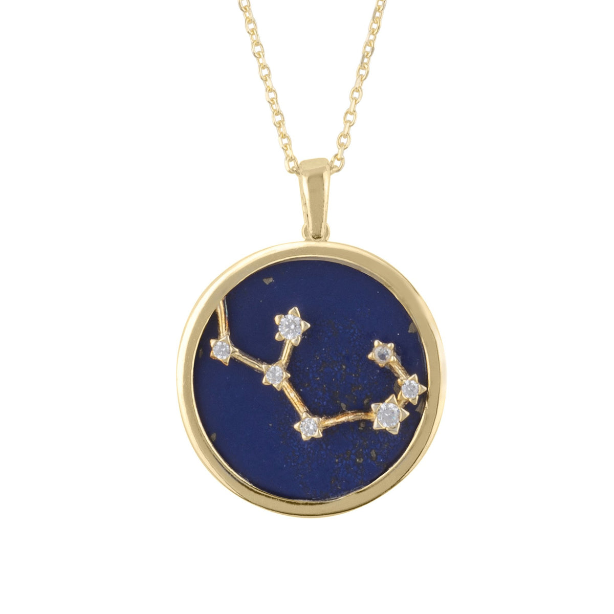 Zodiac Lapis Lazuli Gemstone Star Constellation Pendant Necklace Gold Sagittarius
