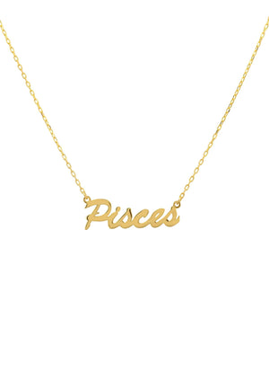 Zodiac Star Sign Name Necklace Gold Pisces