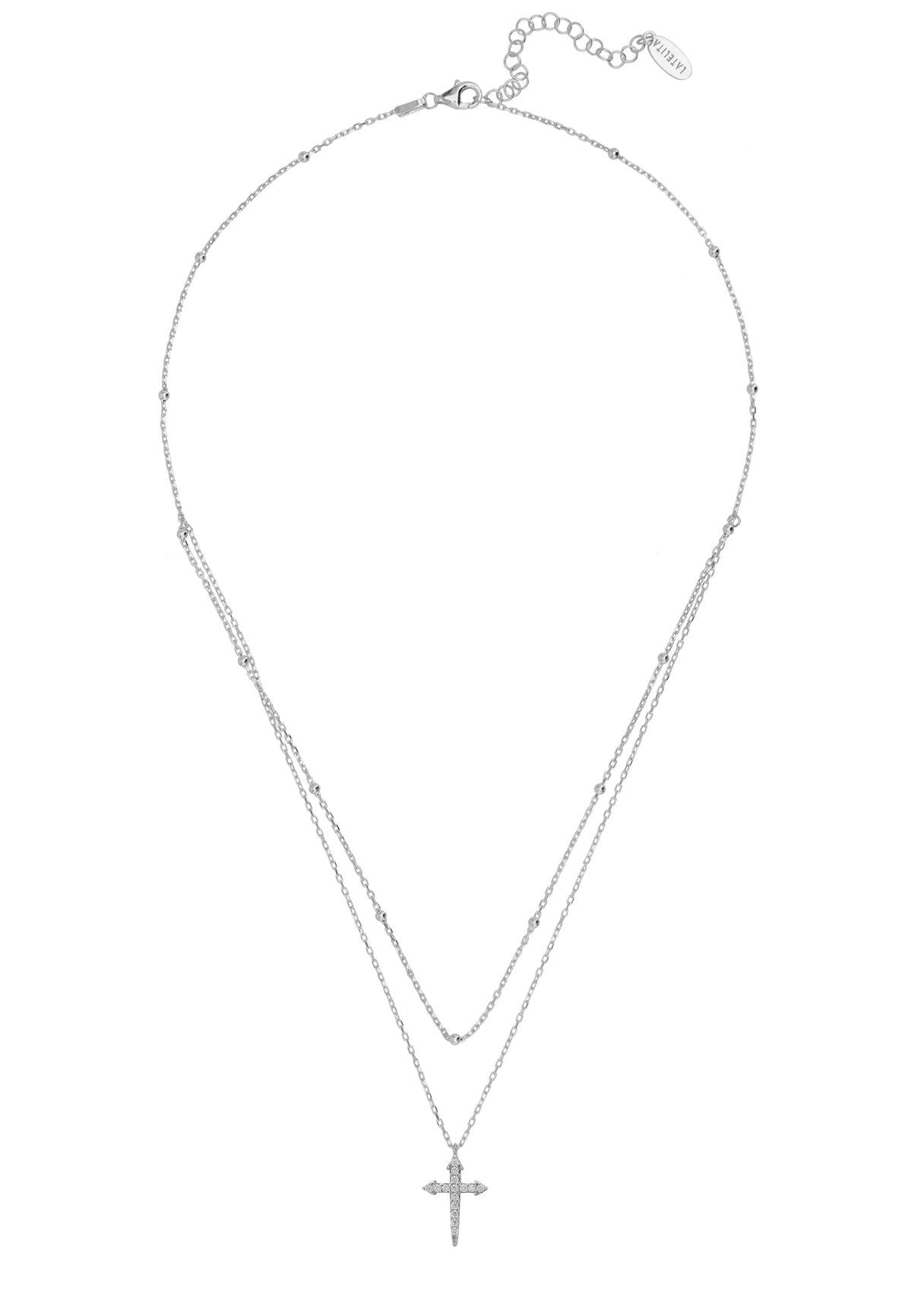 Double Strand Cross Choker Silver