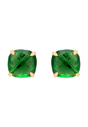 Empress Gemstone Stud Earrings Gold Emerald