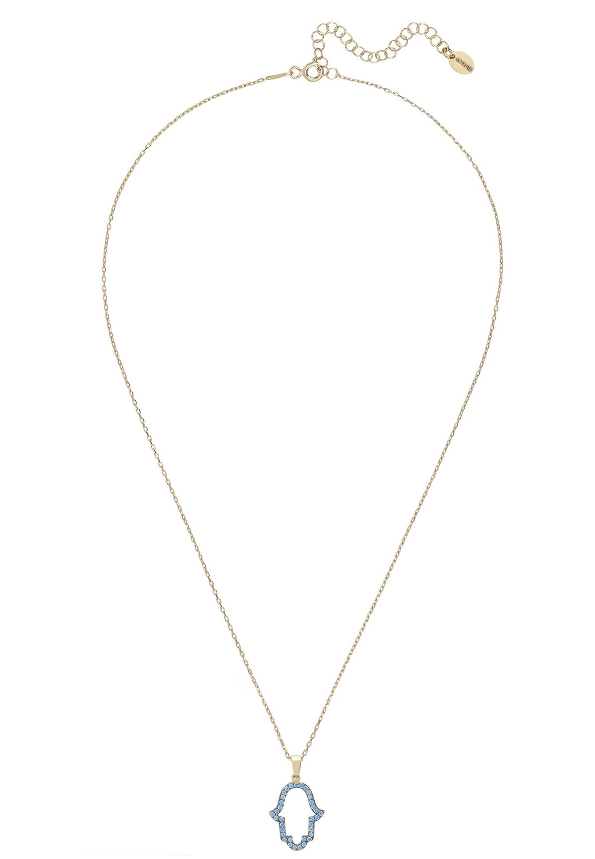 Open Hamsa Turquoise Necklace Gold