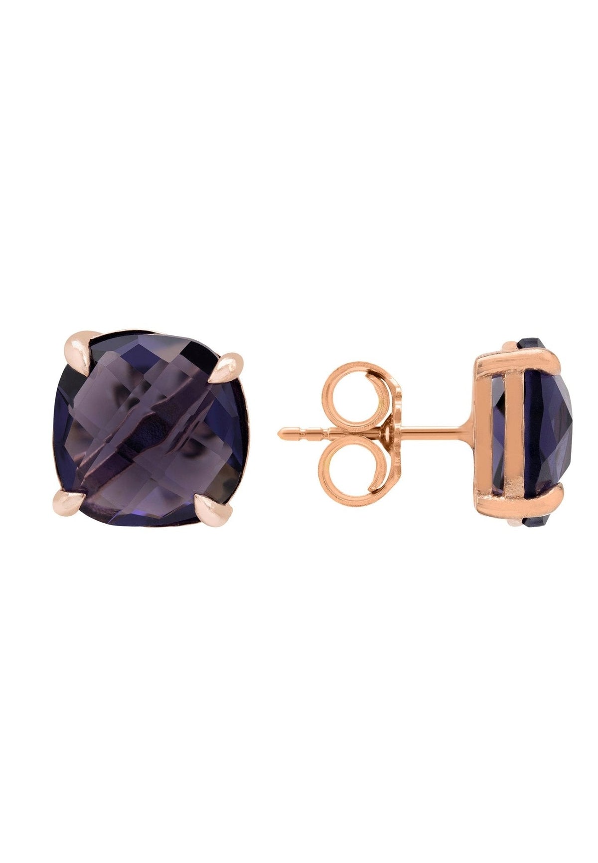 Empress Gemstone Stud Earrings Rosegold Amethyst