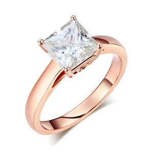 14K Rose Gold 1 Carat Princess Cut Moissanite Diamond Wedding Engagement Ring MKR7044